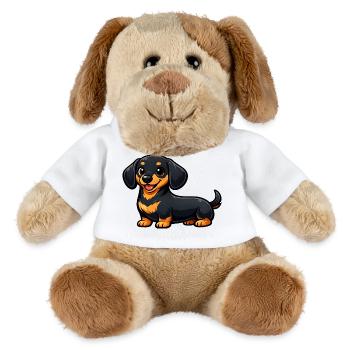 Süßer Dackel im Cartoon Stil - MiniFeet® Hund Helge - Weiß - Vorne