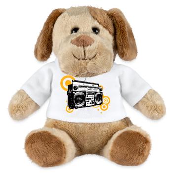Boombox Retro Pop Art - MiniFeet® Dog Helge - white - Front
