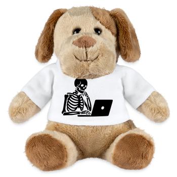 Squelette sur ordinateur portable - Chien en peluche Helge MiniFeet® - blanc - Devant
