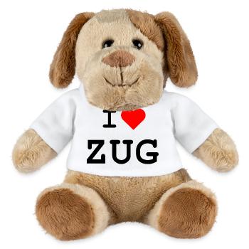 Ich liebe Zug - I love Zug - MiniFeet® Hund Helge - Weiß - Vorne