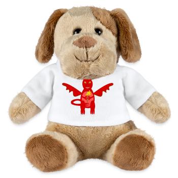 Patriotischer walisischer Drache mit Narzissenblüte - MiniFeet® Hund Helge - Weiß - Vorne