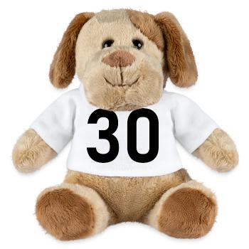 30. 30 ANS. 30e ANNIVERSAIRE. ANNIVERSAIRE 30 ANS. - Chien en peluche Helge MiniFeet® - blanc - Devant