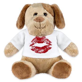 Kissing Lips Lipstick Imprint Gift - MiniFeet® Dog Helge - white - Front