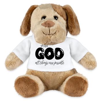 Mit Gott sind alle Dinge möglich – Christliche Bibel - MiniFeet® Hund Helge - Weiß - Vorne
