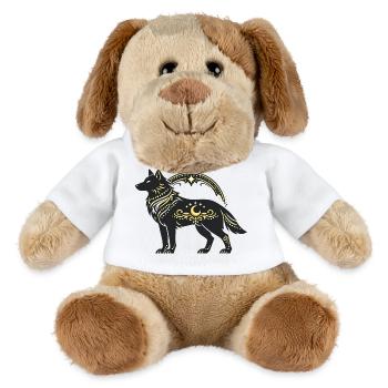 Loup de lune avec ornements dorés - Chien en peluche Helge MiniFeet® - blanc - Devant