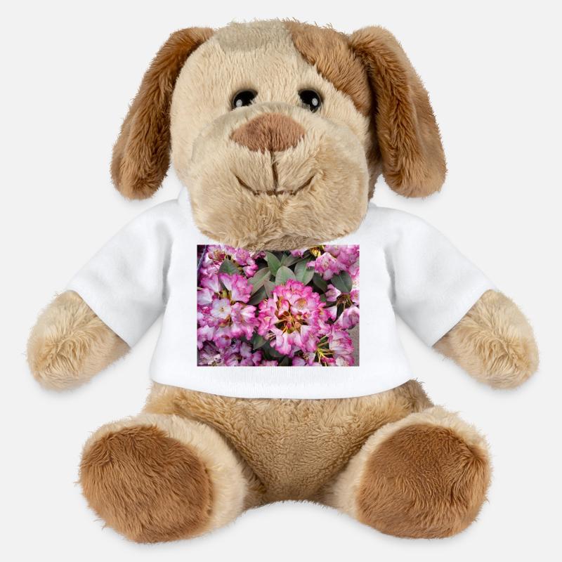 Rhododendron Rose Éclatant - Chien en peluche Helge MiniFeet® - blanc