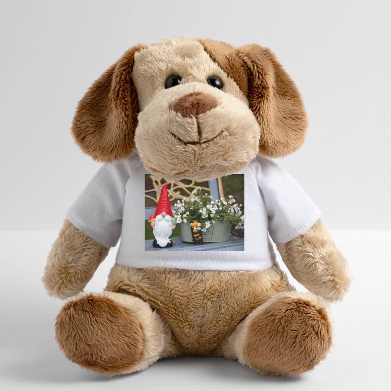 Nain de jardin dans un pot de fleurs Chien en peluche Helge MiniFeet®