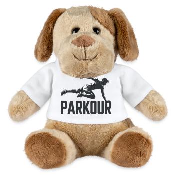 Parkour Shirt with Jump Silhouette - MiniFeet® Dog Helge - white - Front