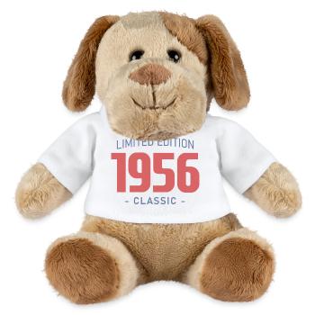 T-Shirt 70 Ans 1956 Humour Drôle - Chien en peluche Helge MiniFeet® - blanc - Devant