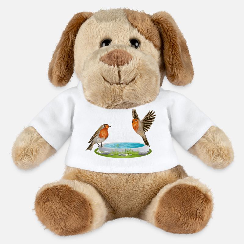 Bird potions with two fun robins - MiniFeet® Dog Helge - white