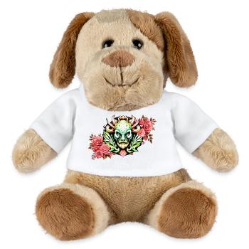 Mystérieuse créature colorée avec des fleurs. - Chien en peluche Helge MiniFeet® - blanc - Devant