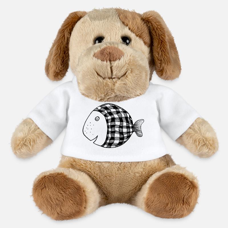 Dicker Fisch kariert - MiniFeet® Hund Helge - Weiß