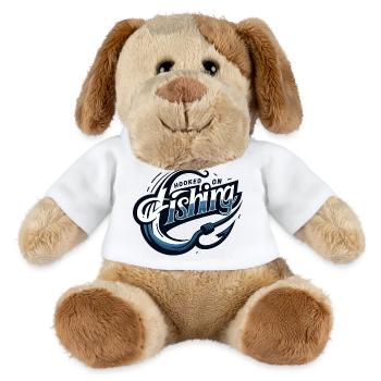 Schlankes, modernes Grafikdesign "Hooked on Fishing" - MiniFeet® Hund Helge - Weiß - Vorne