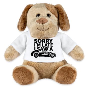 sorry i´m late – Autospruch Design - MiniFeet® Hund Helge - Weiß - Vorne
