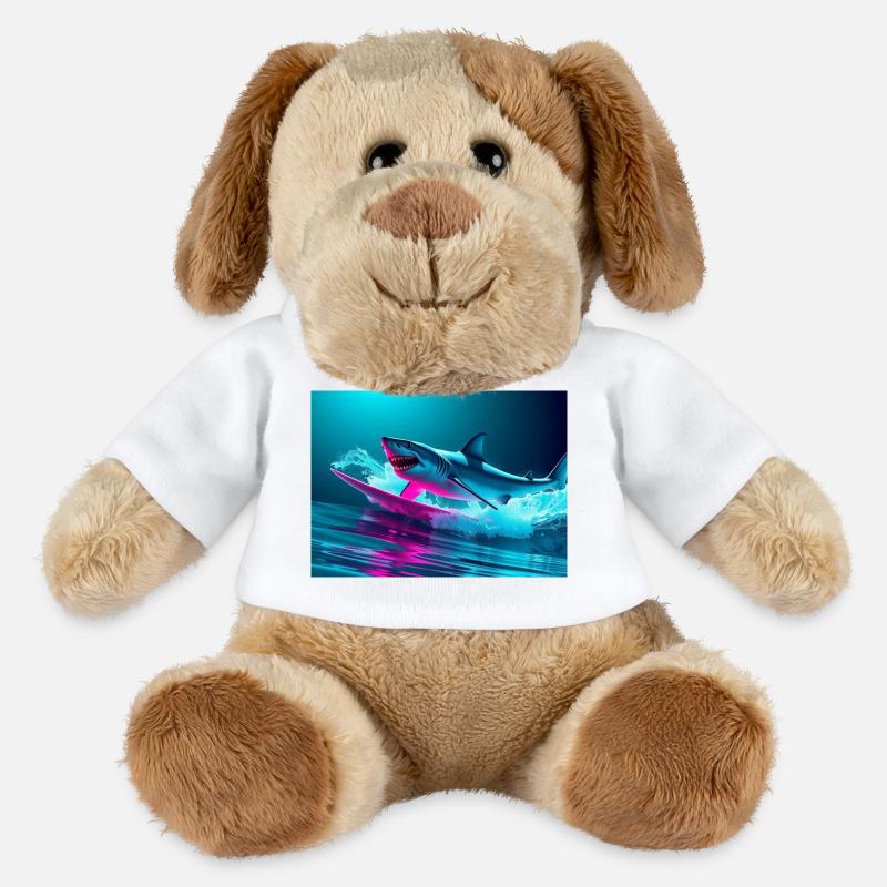 Neon Shark Sprinter Design - Chien en peluche Helge MiniFeet® - blanc