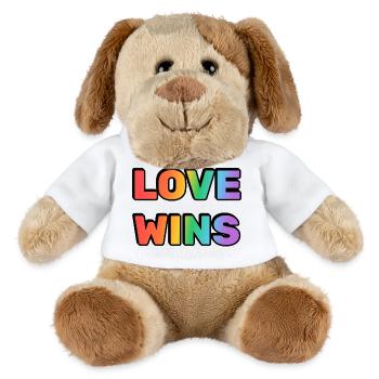 Love Wins Rainbow Gradient Text LGBT - MiniFeet® Hund Helge - Weiß - Vorne