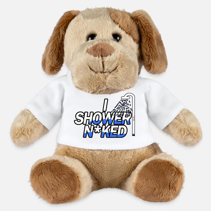 Sous la douche nue - Chien en peluche Helge MiniFeet® - blanc
