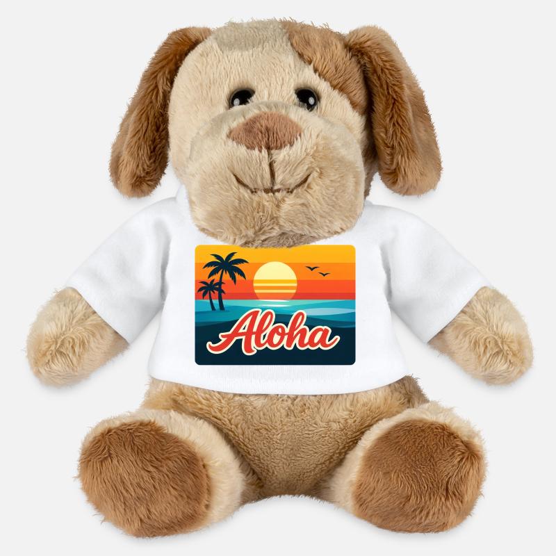 Aloha Sunset Palm Trees - MiniFeet® Dog Helge - white