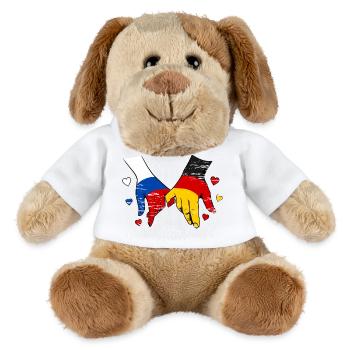 Drapeau russe-allemand se tenant la main - Chien en peluche Helge MiniFeet® - blanc - Devant