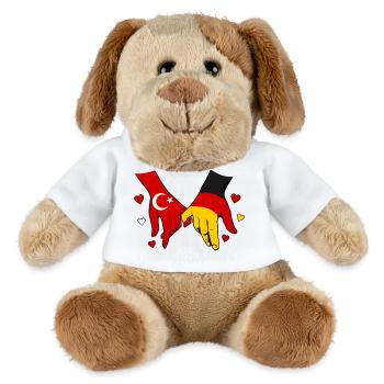 Turkey Germany Flag Holding Hands - MiniFeet® Dog Helge - white - Front