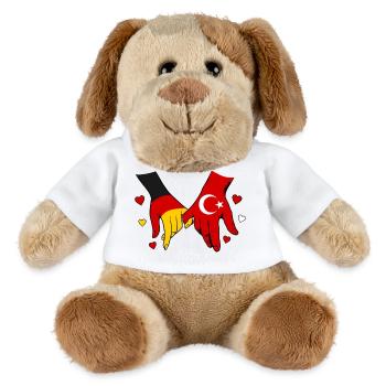 Germany Turkey Flags Holding Hands - MiniFeet® Dog Helge - white - Front