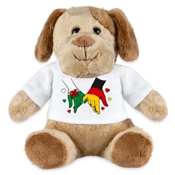 Wales_Deutschland_Flagge_Haendehalten - Chien en peluche Helge MiniFeet® - blanc - Devant