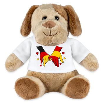 Deutschland_Spanien_Flagge_Haendehalten - Chien en peluche Helge MiniFeet® - blanc - Devant