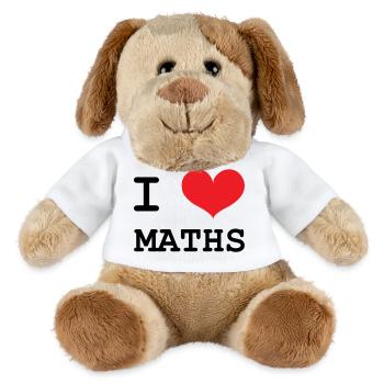 I Love Maths: Passion Mathematics T-Shirt - MiniFeet® Hund Helge - Weiß - Vorne