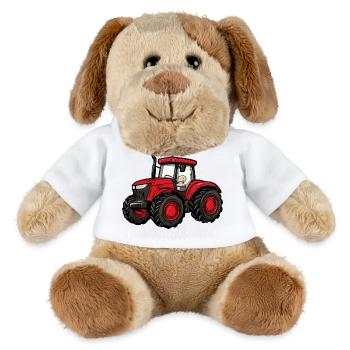 Roter Traktor Cartoon - MiniFeet® Hund Helge - Weiß - Vorne