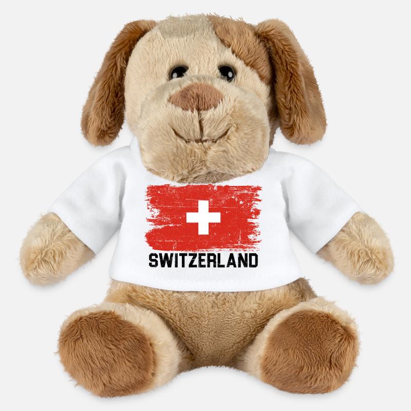 Schweizer Flagge Bürstenkreuz - MiniFeet® Hund Helge - Weiß
