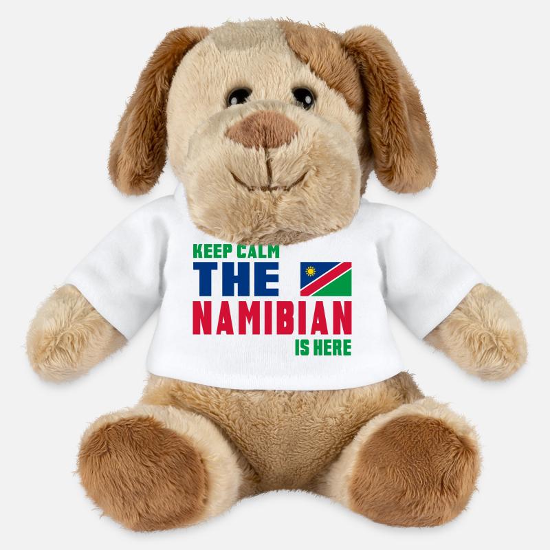 Keep Calm Namibia Flaggen Design - MiniFeet® Hund Helge - Weiß