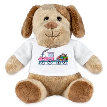 Kinderzug Eisenbahn mit Anhänger pink - MiniFeet® Hund Helge - Weiß - Vorne