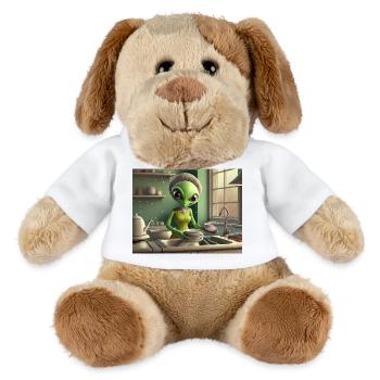 mignon petit vert rétro vintage alien tous les jours - Chien en peluche Helge MiniFeet® - blanc - Devant