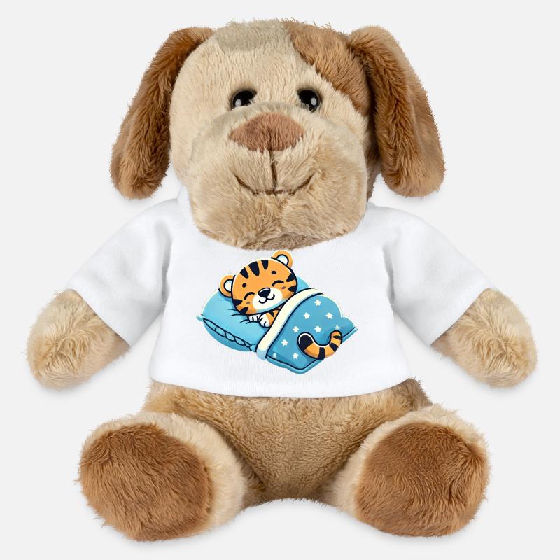Tiger Sleeping In Bed At Night Time - MiniFeet® Hund Helge - Weiß