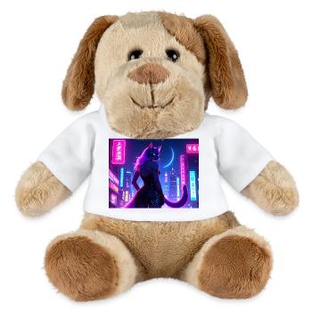 Cyberbabe Cyberpunk Catlady in neon-city nightlife - MiniFeet® Hund Helge - Weiß - Vorne