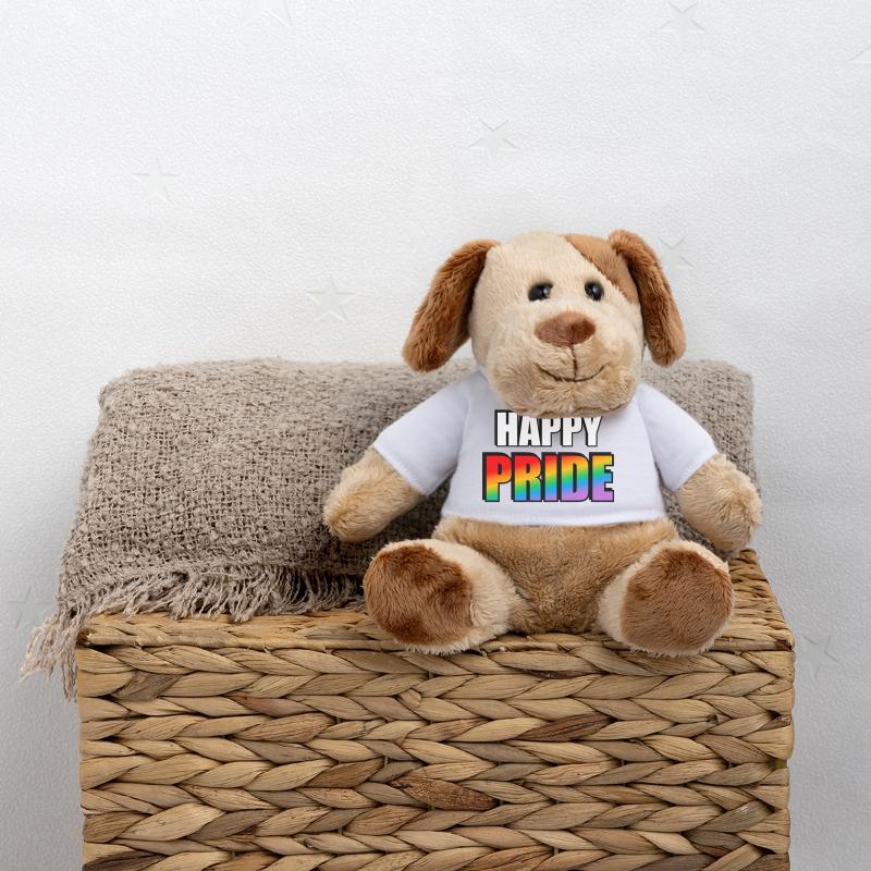 Lebendige Pride-Regenbogen-Typografie MiniFeet® Hund Helge