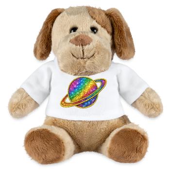 Motif galaxie arc-en-ciel scintillant - Chien en peluche Helge MiniFeet® - blanc - Devant