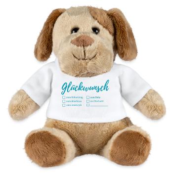 Congratulations lettering checkboxes - MiniFeet® Dog Helge - white - Front