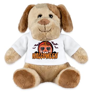 Citrouille Halloween Retro Lunettes Cœur - Chien en peluche Helge MiniFeet® - blanc - Devant
