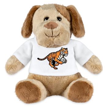 Starker Tiger Mit Fußball Für Fußballfans - MiniFeet® Hund Helge - Weiß - Vorne