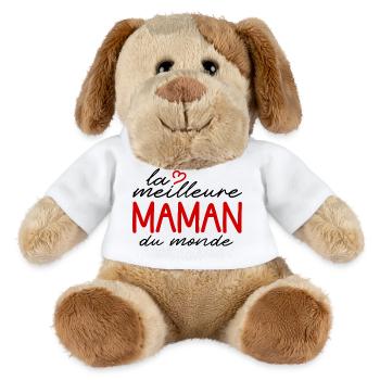 MAMAN Coeur Rouge Logo Lettré - Chien en peluche Helge MiniFeet® - blanc - Devant