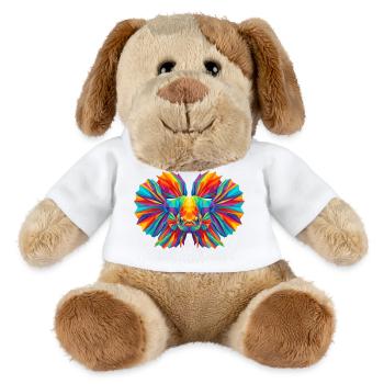 Bunte geometrische Betta-Fisch-Pop-Art - MiniFeet® Hund Helge - Weiß - Vorne
