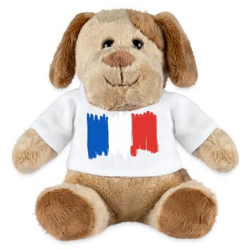 Drapeau de la France - Chien en peluche Helge MiniFeet® - blanc - Devant