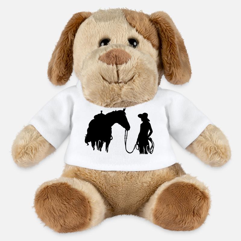 Frau mit Pferd - MiniFeet® Hund Helge - Weiß
