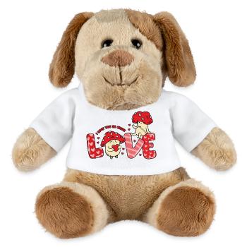 Mushroom Love Heart Couple Sayings Valentine's Day - MiniFeet® Dog Helge - white - Front
