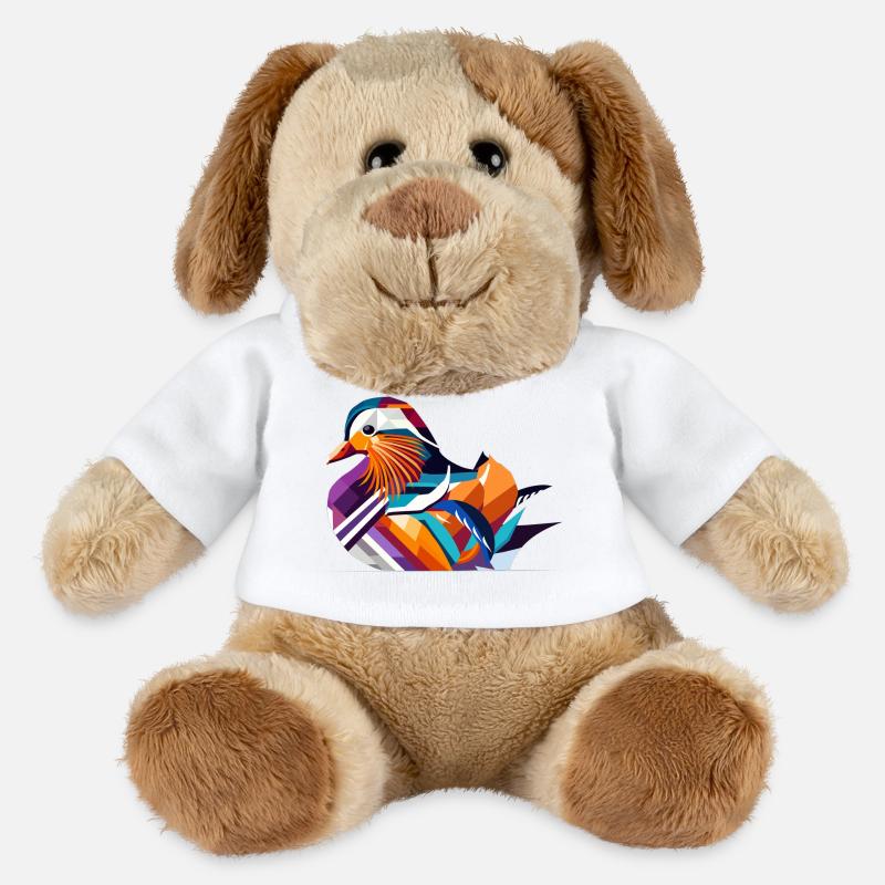 Bunte Mandarinente – Ein Hauch exotischer Eleganz - MiniFeet® Hund Helge - Weiß