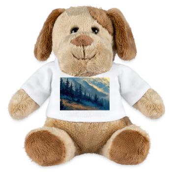 Berglandschaft Illustration Poster - MiniFeet® Hund Helge - Weiß - Vorne