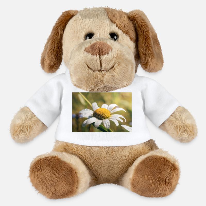 Fleur délicate dans la rosée du matin - Chien en peluche Helge MiniFeet® - blanc