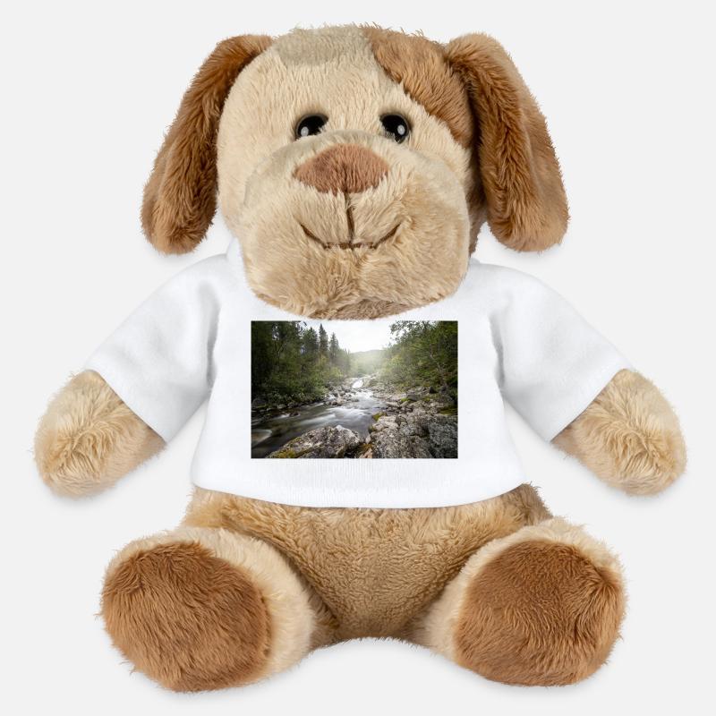 Flusslandschaft im Waldwald - MiniFeet® Hund Helge - Weiß