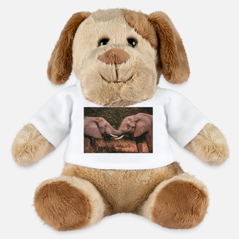 Elephants Intertwining Trunks  - MiniFeet® Dog Helge - white